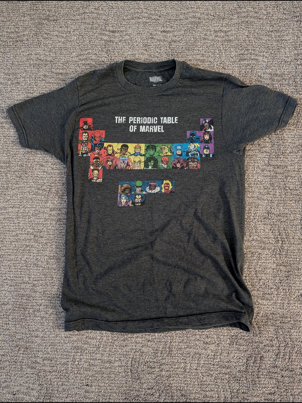 Marvel Men's 'The Periodic Table of Marvel' Short Sleeve Tee - Charcoal